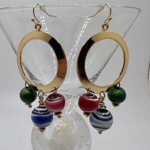 Colorful Lucite Bead Dangle Earrings